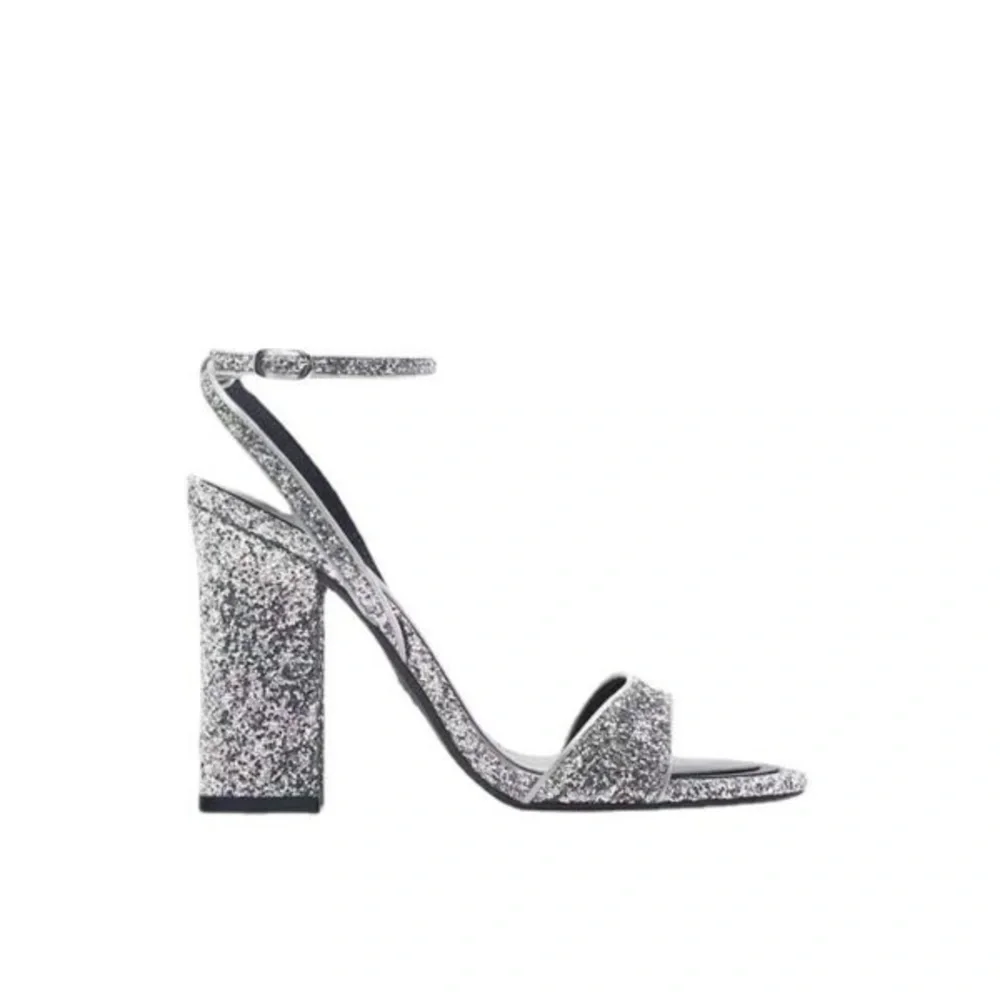 🆕(NWT) ZARA Block Glitter Heels. Size 40/US 9 - Picture 6 of 8